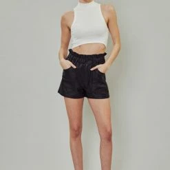 New Arrivals Kan Can Faux Leather Black Shorts