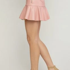 Purple Door Boutique Dusty Rose Faux Leather Skort