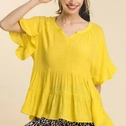 Purple Door Boutique Brighter Days Lemon Babydoll Top