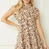 The Purple Door Boutique Ladies' Sand Animal Print Babydoll Dress