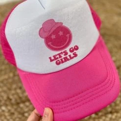 Purple Door Boutique Let's Go Girls Pink Trucker Hat