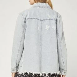 Purple Door Boutique Light Wash Distressed Denim Jacket New Arrivals