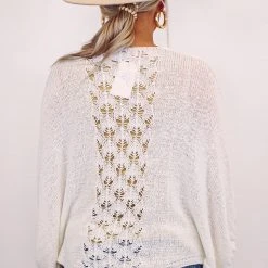 Purple Door Boutique New Arrivals White Dolman Style Open Cardigan
