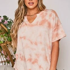 Purple Door Boutique Peach Dreams Tie Dye Waffle Tee