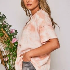 Purple Door Boutique Peach Dreams Tie Dye Waffle Tee