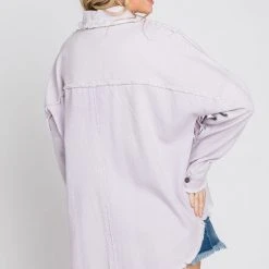 Purple Door Boutique Rhinestone Fringe Lilac Twill Jacket