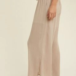 Purple Door Boutique Linen Like Taupe Pants