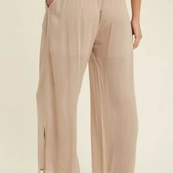 Purple Door Boutique Linen Like Taupe Pants