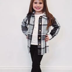 Purple Door Boutique Youth Black And White Plaid Shacket New Arrivals