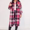 Purple Door Boutique Ladies' Chic Plaids Hot Pink Shacket