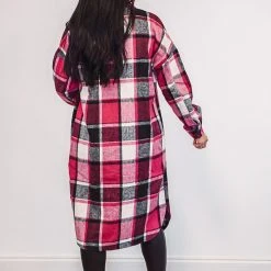 Purple Door Boutique Ladies' Chic Plaids Hot Pink Shacket