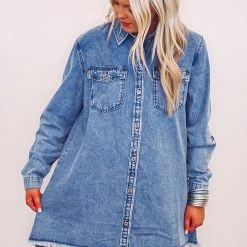 Purple Door Boutique Countryside Denim Button Down Dress Summer SALE