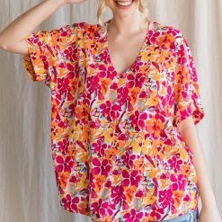 Purple Door Boutique Happiness Awaits Magenta Floral Top New Arrivals