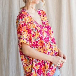 Purple Door Boutique Happiness Awaits Magenta Floral Top New Arrivals