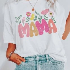 Purple Door Boutique Floral Mama White Graphic Tee New Arrivals