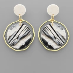 Purple Door Boutique Jewelry Hoop Of Marble Black Earrings