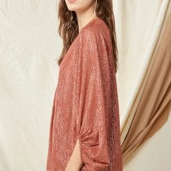 Purple Door Boutique Gold Metallic Speckled Marsala Top Ladies'