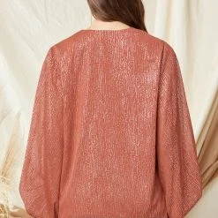 Purple Door Boutique Gold Metallic Speckled Marsala Top Ladies'