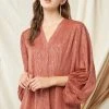 Purple Door Boutique Gold Metallic Speckled Marsala Top Ladies'