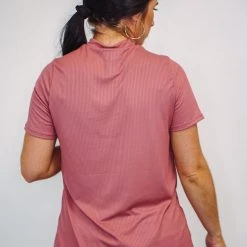 Purple Door Boutique The Ribbed Cut Out Rose Top Ladies'
