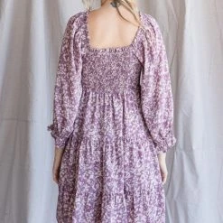 The Purple Door Boutique Chiffon Mauve Print Babydoll Dress Summer SALE