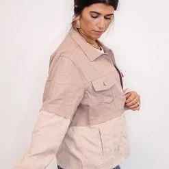 Purple Door Boutique Mauve Denim Colorblock Jacket