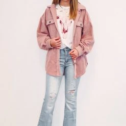 Purple Door Boutique New Arrivals Better With Fleece Mauve Jacket