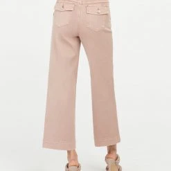 Spanx Stretch Twill Cropped Wide Leg Pant Mauve