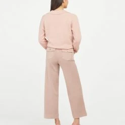 Spanx Stretch Twill Cropped Wide Leg Pant Mauve