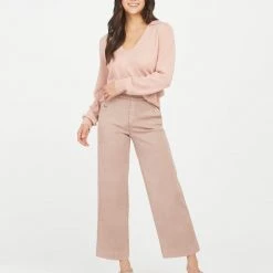 Spanx Stretch Twill Cropped Wide Leg Pant Mauve