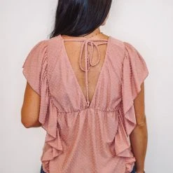 Purple Door Boutique Enchanted Pink Ruffle Blouse