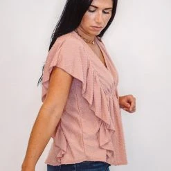 Purple Door Boutique Enchanted Pink Ruffle Blouse