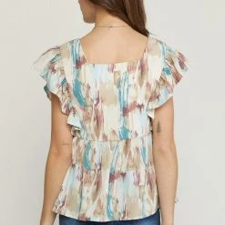 Purple Door Boutique Mauve Combo Watercolor Babydoll Top New Arrivals