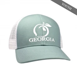 Peach State Pride Youth 'Georgia Mesh Back' Trucker Hat- Sage T-Shirts