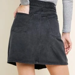 Purple Door Boutique 'Right Path' Denim Skirt - Charcoal Ladies'