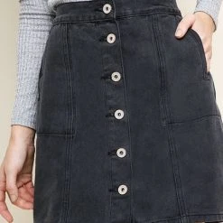 Purple Door Boutique 'Right Path' Denim Skirt - Charcoal Ladies'