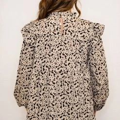 Purple Door Boutique Cream Dalmatian Print Babydoll Top New Arrivals