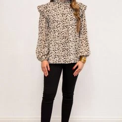 Purple Door Boutique Cream Dalmatian Print Babydoll Top New Arrivals