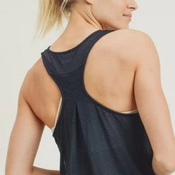 Mono B Athleisure Mono B Black Mesh Racerback Tank Top New Arrivals