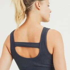 Mono B Athleisure Mono B Black Cut Out Back Seamless Hybrid Sports Bra