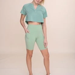 Mono B Athleisure Mono B Fair Green Essential Biker Shorts New Arrivals
