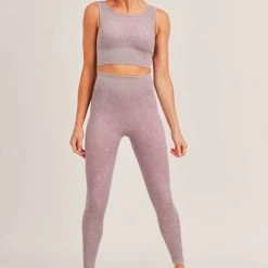 Mono B Athleisure New Arrivals Mono B Mauve Cut Out Back Seamless Hybrid Sports Bra