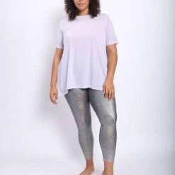 Mono B Athleisure Mono B Striped White Mesh Top