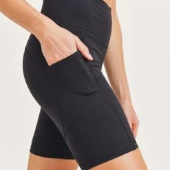 Mono B Athleisure Ladies' Mono B Tactel High Impact Black Biker Shorts