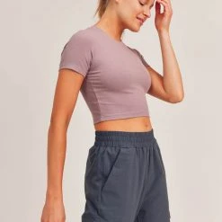 Mono B Athleisure Mono B Iris Cropped Athleisure Tee Ladies'