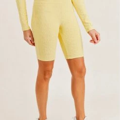Mono B Athleisure Mono B Staying Sassy Lemonade Textured Biker Shorts
