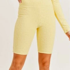 Mono B Athleisure Mono B Staying Sassy Lemonade Textured Biker Shorts