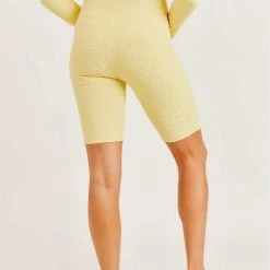 Mono B Athleisure Mono B Staying Sassy Lemonade Textured Biker Shorts