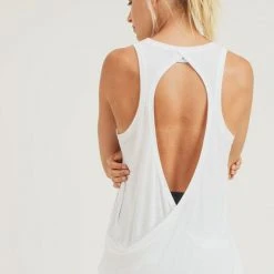 Mono B Athleisure Mono B Open Back White Tank Top