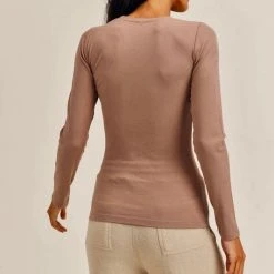 Mono B Athleisure New Arrivals Mono B Toast Micro Ribbed Top